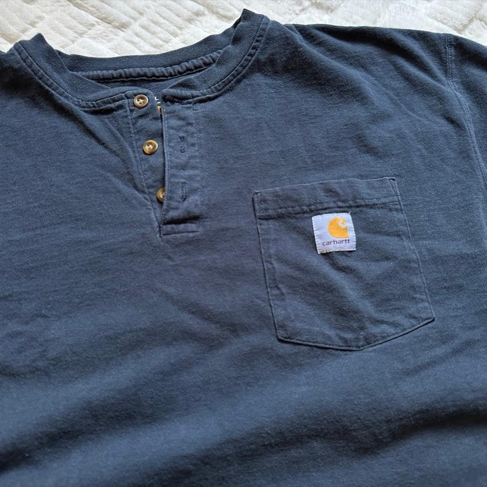 Carhartt Men's Navy Henley Pocket T-Shirt XXL - Picture 2 of 5